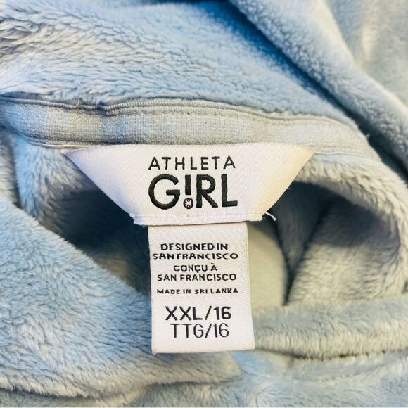 Athleta Girl Feelin Great Hoodie Plush Sweatshirt Thumbholes Youth XXL 16 Blue - Picture 3 of 7
